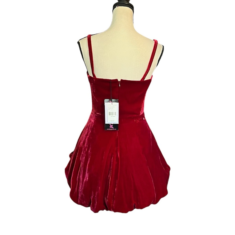 NWT Vintage Betsey Johnson Red Velvet Black Lace 3D Rose Cupcake Mini Dress - Picture 8 of 10